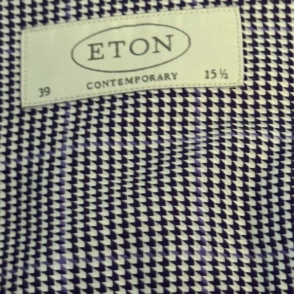 Eton Micro Check Contemporary Fit TwillDress Shirt 39  15 1/2 Video - Picture 1 of 7